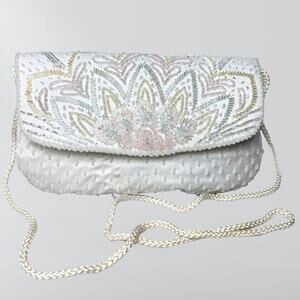 Vintage 90s Epitome Off White Pastel Beaded Crossbody Purse
